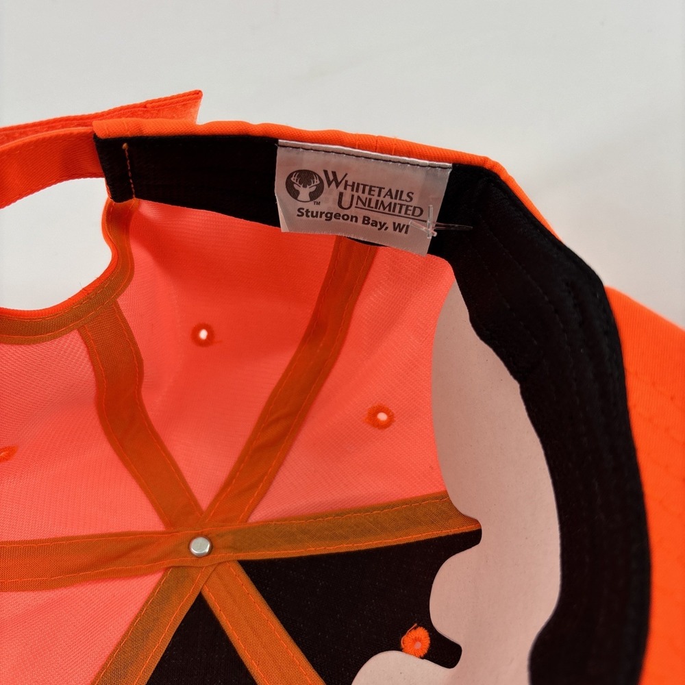 Whitetails Unlimited Deer Buck Logo Blaze Orange Hat Hunting SnapBack Cap NEW! - Picture 2 of 3